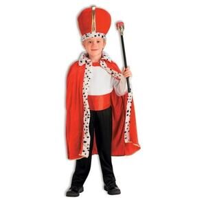 NWT King Robe Crown Set Kids Halloween Costume One Size Royalty Velveteen Red